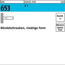 Industrial Quality Supplies DIN 653 Rändelschraube niedrige Form M8x10 Edelstahl A1 blank