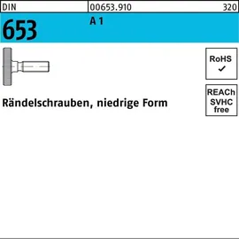 Industrial Quality Supplies DIN 653 Rändelschraube niedrige Form M8x10 Edelstahl A1 blank