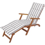 HOBBYGARDEN Auflagen für Deckchair, Liegenauflage, Gartenliege Auflage, Polsterauflage für Sonnenliege, Produktabmessung: 182x42x4 cm, Grau mit weißen Streifen