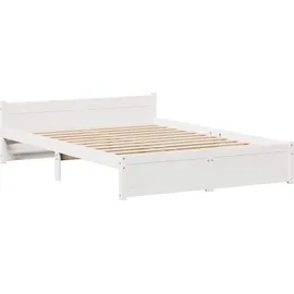 vidaXL Massivholzbett 140 x 190 cm Weiß