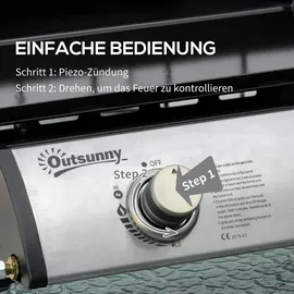 Outsunny Tischgrill Gasgrill BBQ Silber