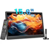 KCR 15,6-Zoll Digital TV, DVB-T2 Tuner, mit Netzkabel und 12 Volt Ladekabel, AV Eingang, HDMI Eingang, USB Slot, Fernbedienung, Tv Freeview