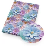 BrightGlow 3D Blumen Gedruckt Stoff Blumen Stoff Meterware Stoff Zum Nähen Dekorationsstoff Stoff mit 3D Blumen Bunter Retro-Dekostoff Blumen Pflanzen Stoff für DIY Handgefertigte Nähen #23 100X145cm