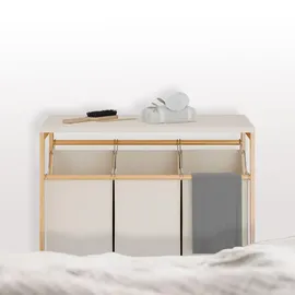 Relaxdays Wäschesammler Bambus, Natur Creme Klappbar 84,5 x 78,5 x 40 cm
