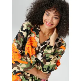 aniston plus Schluppenbluse beige/orange/pink/schwarz 46