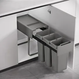 Svita Einbaumülleimer 30L (3x10L) 3 Fächer mit Deckel Mülltrennsystem - Grau