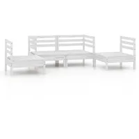 vidaXL 4-tlg Garten-Lounge-Set Weiß Kiefer Massivholz