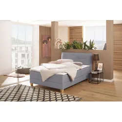 Boxbett HOME AFFAIRE "Lonrai", grau, B:148cm L:227cm, Komplettbetten, in H2,H3 & H4 und XXL - Überlänge 220cm wählbar, inkl. Topper