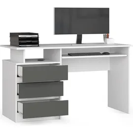 akord furniture factory AKORD CLP Weiß mit Front Graphitgrau und 2 Ablagen B135 x H77 x T60 cm - Weiß
