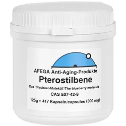 125 g Pterostilbene-Pulver (das 'Blaubeer-Molekül'); 417 Kapseln zu je 300 mg