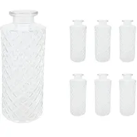 Relaxdays Vasen 6er Set, Rautenmuster, Vintage, Glas, HxD: 13