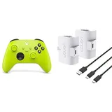 Xbox Wireless Controller Electric Volt+Venom 1100-mAh-Akku mit hoher Kapazität, Doppelpack - Weiß Series X & S One