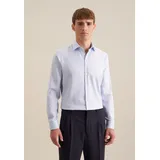 Seidensticker "Schwarze Rose", Herren, Gr. L42, normale Ärmellängen, blau, 100% Baumwolle, unifarben, tailored fit, 2-Knopf-Manschette, Hemden, Shaped 1/1 Kentkragen Uni
