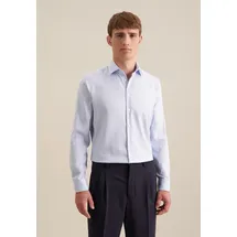 Seidensticker "Schwarze Rose", Herren, Gr. L42, normale Ärmellängen, blau, 100% Baumwolle, unifarben, tailored fit, 2-Knopf-Manschette, Hemden, Shaped 1/1 Kentkragen Uni