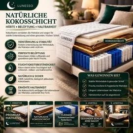 lunesso Taschenfederkern 180 x 200 cm H3 | H4