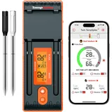 ThermoPro Twin TempSpike Fleischthermometer kabellos 150m Bluetooth Grillthermometer Backofenthermometer Ladeschale mit Display für Ofen, Grill, Rotisserie, sicher im Geschirrspüler