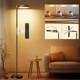 HANDSONIC 24W Deckenfluter LED Dimmbar 163cm,2600 Lumen Stehlampe Dimmbar mit Memory-Funktion,2700K-6500K Leselampe Stehlampen Schwarz,LED Stehlampe 1H Timer mit Fernbedienung für Schlafzimmer,Büro