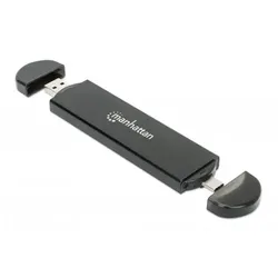 Manhattan M.2 NVMe and SATA SSD Enclosure, USB-C & USB-A Male Connection, Up to