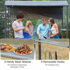 Outsunny Grillpavillon - 218Lx138Wx216Hcm - schwarz/grau