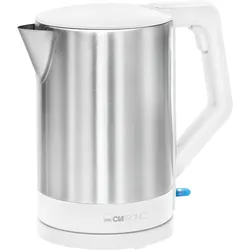 Clatronic WKS 3692 Elektrischer Wasserkocher, 1,5 L, BPA-frei, Edelstahl, verdecktes Heizelement, kabellos, weiß, 2200W