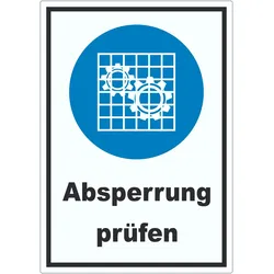 Absperrung prüfen Aufkleber A7 (74x105mm)