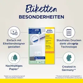 Avery Zweckform Universaletiketten 6170 Weiß 64,0 x 36,0 mm 30 Blatt
