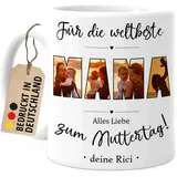 Tassenliebling® Mama Tasse mit Fotos personalisiert - Fototasse mit eigenen Bildern selbst gestalten - Muttertagsgeschenk, Geburtstagsgeschenk, Muttertag Geschenk für die beste Mama