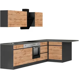 kochstation Winkelküche KS-Riesa L-Form 340 cm grau