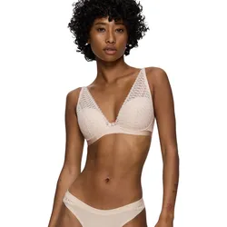 Schalen-BH TRIUMPH "Aura Spotlight WP", Damen, Gr. 90, Cup E, beige (creamy drea), Single Jersey, Spitze, Obermaterial: 54% Polyamid, 35% Polyester, 11% Elasthan, feminin, BHs, Cup A-E, tiefes Dekolleté