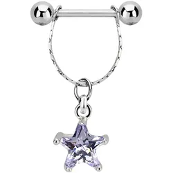 Brustwarzenpiercing ADELIA ́S "Piercing  Brustpiercing", Damen, lila, Chirurgiestahl, modisch, Piercings, Anhänger mit einem Stein-Stern