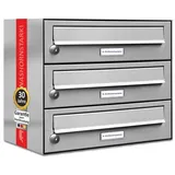 AL Briefkastensysteme 3er Edelstahl Briefkasten Anlage 3 Fach Postkasten