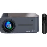 Mini Beamer 400 ANSI-Lumen 8K HDR Ultra Clear 2,4G + 5G WiFi BT5.0 Tragbarer Projektor, Android 9, AI Intelligente Sprachsteuerung für Buero-Heimkino - Grau