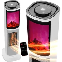 Tronitechnik TroniTechnik® Turmheizer Keramikelement, Heizgerät Flammeneffekt, Oszillation 2000W Weiss