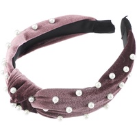 VOCOSTE Bling Twisted Faux Pearl Samt Stirnband Haarband Rosa 1,2 Zoll Breit