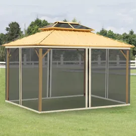 Outsunny Moskitonetz für 3x4 m Pavillon 4 Stück Schwarz 3,52 x 0,00 x 2,07 m