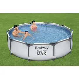 BESTWAY Steel Pro Max Frame Pool Set 305 x 76 cm lichtgrau inkl. Filterpumpe