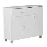 KADIMA DESIGN Sideboard-Kommode: Modernes Design, 3 Türen, eine Schublade, Aluminium-Griffe, Spanplatte/Kunststoff, 90x75x30 cm.