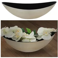 Cepewa Dekoschale │ 34x11,3x11cm Kunststoff Champagner schwarz │ Pflanzschale