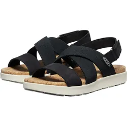 Sandale KEEN "ELLE CRISS CROSS", Gr. 41, blau (schwarz, birch), Leder, Textil, sportlich, Schuhe