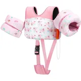 HeySplash Schwimmflügel Kinder, Cartoon Schwimmweste für Kinder 13-30 Lbs/6-15kg, Pool Schwimmwesten mit Pfeife, Verstellbare Träger, Doppelschnalle, Schwimmtrainer, Schwimmen Lernen