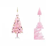 vidaXL Künstlicher Weihnachtsbaum mit LEDs & Schmuck Rosa 120 cm PVC