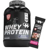 3kg Mammut Whey Protein Eiweißshake - Set inkl. Protein Shaker, Riegel, Powderbank oder Tasse (Blueberry Cheesecake, Mammut Protein Bar - Raspberry)