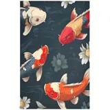 GAIREG Viele Koi Fische, blaue Küchentücher, groß, 71,1 x 45,7 cm, saugfähig, schöne Küchentücher, 6 Stück