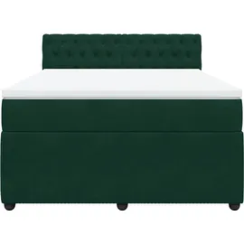 vidaXL Boxspringbett 140 x 200 cm Dunkelgrün