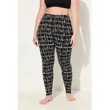 Ulla Popken Damen große Größen Übergrößen Plus Size Leggings, grafischer Druck, Slim, Elastikbund schwarz 46+ 833177100-46+ - 36W / 32L