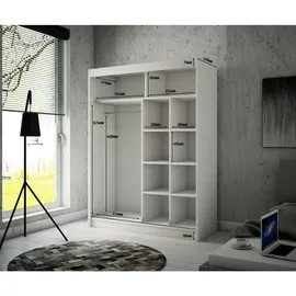 altdecor Schiebetürenschrank VILO 150 x 215 x 61 cm Weiß/Schwarz
