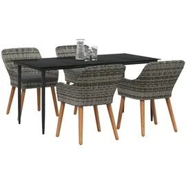 vidaXL 5-teiliges Garten Essset Grau Poly Rattan