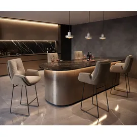 DeLife Barstuhl Clea-Flex Materialmix Schlamm Kufengestell Metall, Barstühle