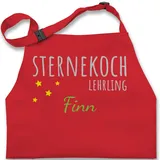 Kinderschürze Schürze Kinder Jungen Mädchen - Kochschürze - Sternekoch Lehrling Name - 2-6 Jahre - Rot - kinderkochschürze koch kinderkochschürzen kind kochen kochschürzen für kleinkinder - 2-6 Jahre