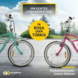 ACTIONBIKES MOTORS Actionbikes Kinderfahrrad Cruiser 20 Zoll, Rosa/Türkis, verstellbar, Seitenständer, V-Brake-Bremsen (Türkis)